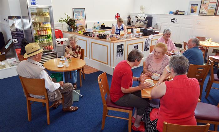 Visitors at the Coffee Bar in the Pembroke Dock Heritage Centre